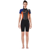 Maxbell Women 3mm Diving Wetsuit One-Piece Short Sleeve Wet Suit Jumpsuit Shorts M
