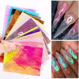 Maxbell 16Sheets Nail Art Tips Sticker for Nails Decoration DIY Design Flame Model