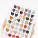 Maxbell 50x Clear Nails Art Tips Polish Color Display Chart Board Glass Beads Heart