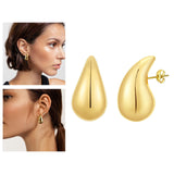 Maxbell Chunky Hoop Earrings Fashion Tear Drop Hoops for Ceremony Thanksgiving Party Style A