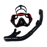 Maxbell Mask Snorkel Set Scuba Diving Mask Swimming Glasses Diver Training Dive Red Black
