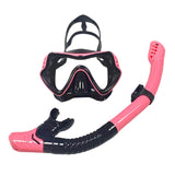 Maxbell Mask Snorkel Set Scuba Diving Mask Swimming Glasses Diver Training Dive Black Pink