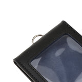 PU Leather Double Cards Vertical Style ID Business Badge Holders Black