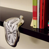 Vintage Retro Art Novelty Melting Wall Clock Home Hanging Shelf Decor Silver