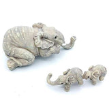Elephant Figurine Decor Sitter Hand-Painted Set of 3 Shelf Display Ornament