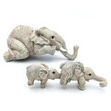 Elephant Figurine Decor Sitter Hand-Painted Set of 3 Shelf Display Ornament