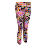 Maxbell Women Printed Capri Legging 3/4 Length Skinny Yoga Pants L Floral