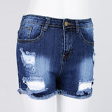 Maxbell Women High Waisted Ripped Denim Shorts Jeans Shorts Hot Pants L Navy Blue