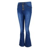 Maxbell Womens High Waist Flared Bell Bottom Jeans Dark/Light Blue Pants L Light Blue