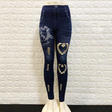 Maxbell Women's Seamless Cotton Imitation Denim Sports Yoga Leggings Skinny Pants XL