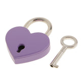 Maxbell Mini Heart Shaped Padlock with Key Travel Luggage Suitcase Safety Lock Set - Purple M