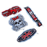 Maxbell 4 Pieces Assorted Skull Car Embroidered Sew On Patches DIY Sewing Jeans Applique