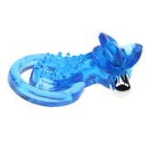 Max Maxb Silicone Double Rings Vibrator Licking Simulation Tongue Massager Ring Blue