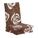 Maxbell Stretch Short Removable Dining Chair Cover Slipcover Rose-Coffee