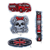 Maxbell 4 Pieces Assorted Skull Car Embroidered Sew On Patches DIY Sewing Jeans Applique