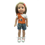 Maxbell Orange T-shirt + Short Jeans Pants Clothes for 14'' American Doll Wellie Wishers Doll
