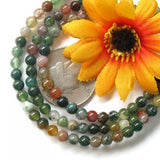 Maxbell 4xBlood Agate Round Gemstone Loose Beads Strand 4mm / 15.5 Inch