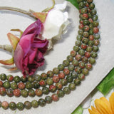 Maxbell Unakite Round Gemstone Loose Beads Strand 4mm / 15.5 Inch