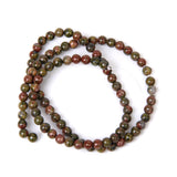 Maxbell Unakite Round Gemstone Loose Beads Strand 4mm / 15.5 Inch