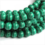 Maxbell 2x 6mm 15.5 Inch Fancy Green Malachite Round Gemstone Beads Great For Necklace