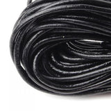 Maxbell 10yds 2mm Black Round Real Genuine Leather Jewelry Beading String+1.5mm 10m Cord