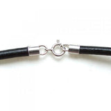 Maxbell 5 PCs 3mm Black Leather Cord / Sterling Silver Necklace 16 Inch