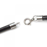Maxbell 5 PCs 3mm Black Leather Cord / Sterling Silver Necklace 16 Inch