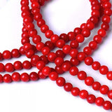 Maxbell 4mm Natural Red Coral Round Loose Beads Strand 15.5 Inch