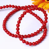 Maxbell 4mm Natural Red Coral Round Loose Beads Strand 15.5 Inch