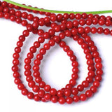 Maxbell 4mm Natural Red Coral Round Loose Beads Strand 15.5 Inch
