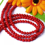 Maxbell 4mm Natural Red Coral Round Loose Beads Strand 15.5 Inch