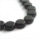 Maxbell 2x 10mm Black Onyx Coin Gemstone Loose Beads Strand 15 In