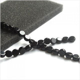 Maxbell 2x 10mm Black Onyx Coin Gemstone Loose Beads Strand 15 In