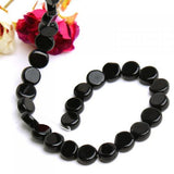 Maxbell 2x 10mm Black Onyx Coin Gemstone Loose Beads Strand 15 In