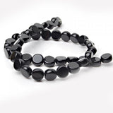 Maxbell 2x 10mm Black Onyx Coin Gemstone Loose Beads Strand 15 In