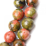 Maxbell 2 Strand 6mm Unakite Round Gemstone Loose Beads 15.5 Inch