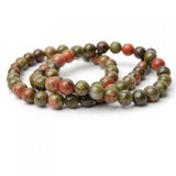 Maxbell 2 Strand 6mm Unakite Round Gemstone Loose Beads 15.5 Inch