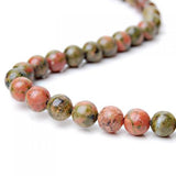 Maxbell 2 Strand 6mm Unakite Round Gemstone Loose Beads 15.5 Inch