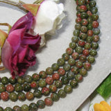 Maxbell 2 Strand 6mm Unakite Round Gemstone Loose Beads 15.5 Inch