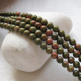 Maxbell 2 Strand 6mm Unakite Round Gemstone Loose Beads 15.5 Inch