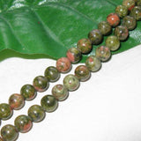 Maxbell 2 Strand 6mm Unakite Round Gemstone Loose Beads 15.5 Inch