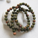 Maxbell 2 Strand 6mm Unakite Round Gemstone Loose Beads 15.5 Inch