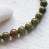 Maxbell 2 Strand 6mm Unakite Round Gemstone Loose Beads 15.5 Inch