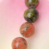 Maxbell 2 Strand 6mm Unakite Round Gemstone Loose Beads 15.5 Inch