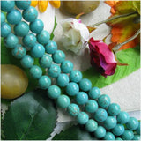 Maxbell 6mm Turquoise Round Gemstone Loose Beads Strand 16 Inch