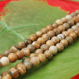 Maxbell 4mm Natural Picture Jasper Round Gemstone Loose Beads Strand 15.5 Inch