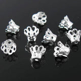 Maxbell 50Pcs Silver Plated Metal Crown Bead Caps 6x5mm