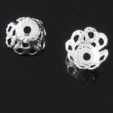 Maxbell 50Pcs Silver Plated Metal Crown Bead Caps 6x5mm