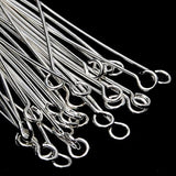 Maxbell 100± Eyepins Eye Pin Needles 35mm Metal Jewelry Findings+100 Alloy Earring Hooks