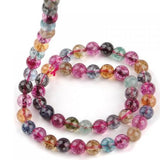 Maxbell 4mm Multi-color Tourmaline Dyed Quartz Round Gemstone Loose Beads Strand 16 Inch